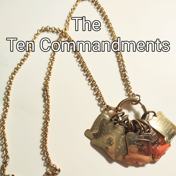 The Ten Commandments Gold Scrolls Charms Necklace - Picture 9 of 16
